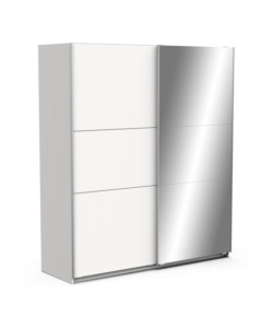 ARMADIO "GHOST" BIANCO CON ANTE SCORREVOLI E SPECCHIO, 178X59X203 CM